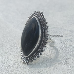Black Onyx Ring, 925 Sterling Silver,  Onyx Ring, Silver Ring,  Boho Ring, Women Ring, Onyx Jewelry, Rings.