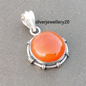 Glanzende oranje carneoolhanger, 925 sterlingzilver, handgemaakte sieraden, cadeau voor vrouwen, statement sieraden, zilveren sieraden, het beste cadeau