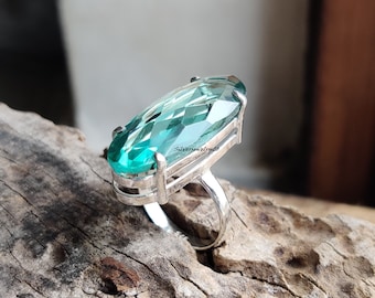 Aquamarin Ring, Edelstein Ring, Statement Ring, Handgemachter Ring, 925 Silber Ring, Designer Ring, Boho Ring, Frauen Ring, Geschenk für Sie