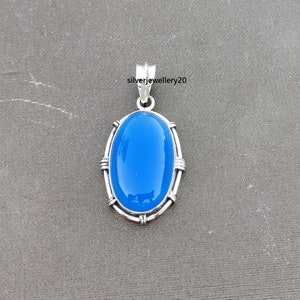 Natural Blue Chalcedony Pendant, 14K Solid Gold Chalcedony Pendant, Solid Gold Pendant Necklace, March Birthstone, best all Gift For Her mom