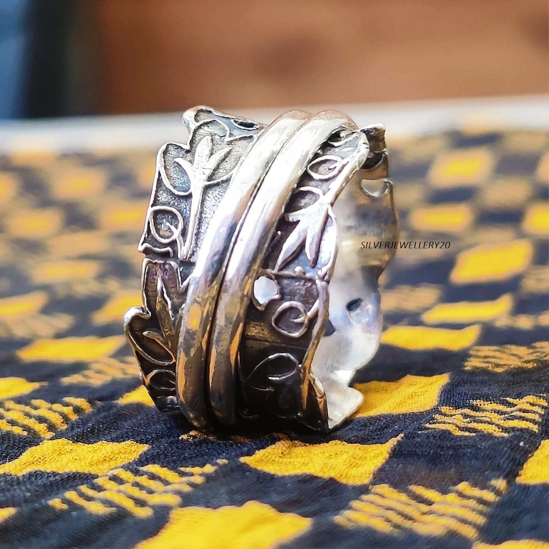 Sterling Silver Spinner Ring, Handmade Meditation Fidget Ring - Etsy