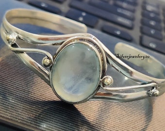 Aquamarine Bangle , Beautiful Gemstone , 925 Sterling Silver Bangle , Handmade Bangle , Popular Bangle , Women Gift , Birthday Gift ***