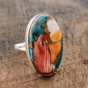 Anello turchese in rame ostrica, anello in argento sterling 925, fede nuziale, anello di promessa, regalo per le donne, gioielli in argento, regalo per lei ***