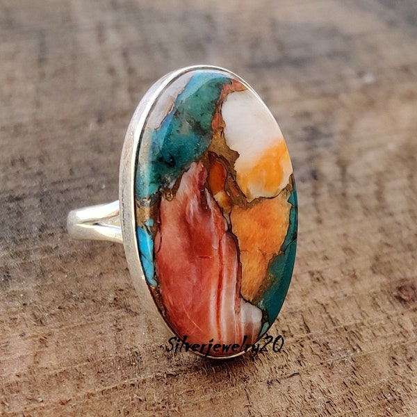 Oyster Copper Turquoise Ring , 925 Sterling Silver Ring , Wedding Ring , Promise Ring , Gift for Women , Silver Jewelry, Gift for her ***