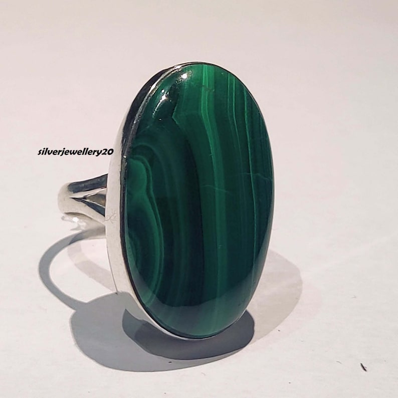 Oyster Copper Turquoise Ring , 925 Sterling Silver Ring , Wedding Ring , Promise Ring , Gift for Women , Silver Jewelry, Gift for her malachite