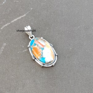 Oyster Copper Turquoise Pendant, 925 Sterling Silver Pendant, Natural Oyster Gemstone Pendant, Handmade Jewelry, Gift For Women all best