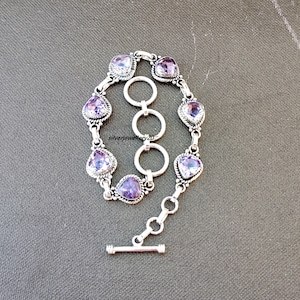 Amethyst Bracelet , 925 Sterling Silver Bracelet , Gemstone Bracelet , Gift for Women , Adjustable Bracelet ,Boho Bracelet ,Silver Jewelry**