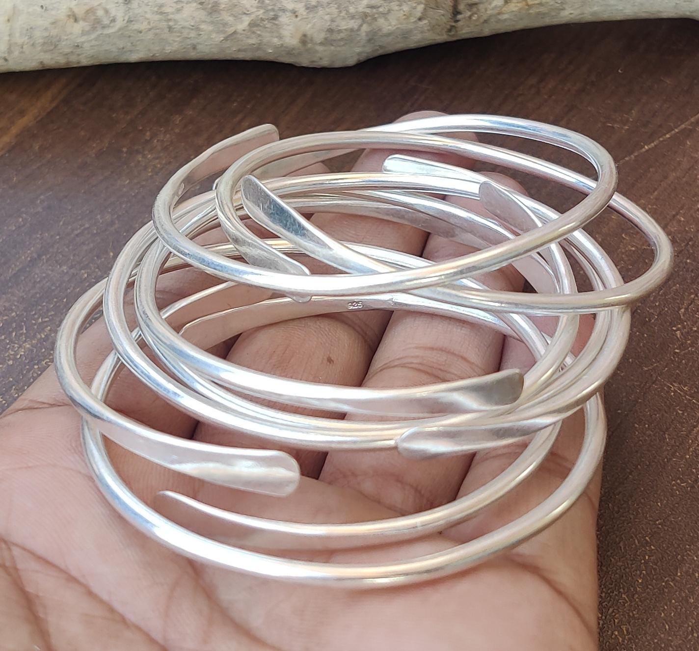 Boho silver bracelet - Etsy 日本
