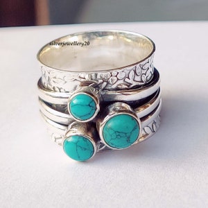 Turquoise Ring, Worry Ring, Women Ring, Spinner Ring, Natural Turquoise, Bohemian Ring, Gemstone Ring, Dainty Ring, 925 Silver Ring***