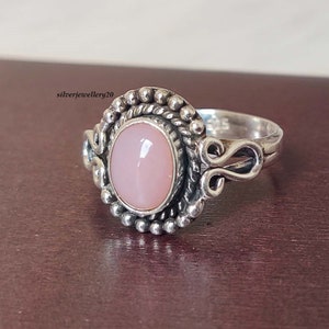 Pink Opal Ring, Gemstone Ring, 925 Silver Ring, Opal Ring, Handmade Ring, Promise Ring, Oval Ring, Pink Opal Jewelry, Natural Stone Ring***