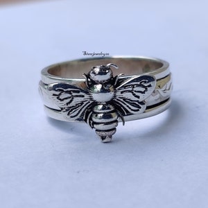 Honey Bee Ring, 925 Sterling Silver Ring, Anxiety Ring, Worry Ring, Meditation Ring, Brass Spinner, Beautiful Ring, Women Ring, Gift Ring