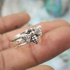 Silber Honig Biene Spinner Ring, Angst Meditation Ring