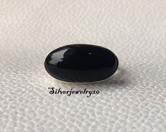 Handmade Black Onyx Sterling Silver Band Ring