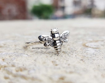 Bee Ring , 925 Sterling Silver Ring , Designer Ring , Bee Jewelry , Personalized Bee Ring , Gift for Girls , Handmade Ring , Dainty Ring ***