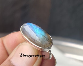 Anello labradorite, anello a fascia, argento sterling 925, anello fatto a mano, regalo per lei, bellissimo anello, anello di design, anello delicato, anello di preoccupazione