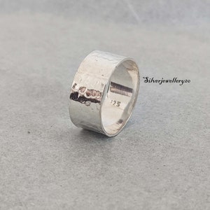Bague en argent martelé - Bague en argent sterling massif 925 - Bague en argent martelée de créateur faite main - Bague cadeau pour la Saint-Valentin pour femme