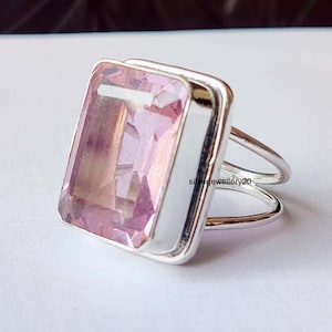 Rose Quartz Ring, 925 silver Ring, Shape Stone Ring ,Handmade Ring, Pink Stone Ring, Silver Jewelry, Designer Ring, Band Ring , ***