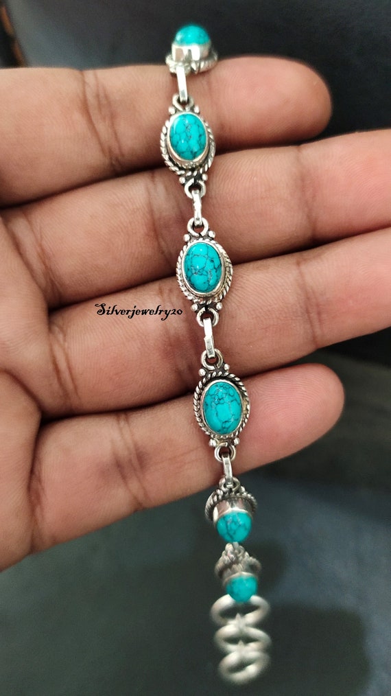 Turquoise Bracelet , 925 Sterling Silver Bracelet