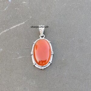 Orange Carnelian, Carnelian Pendant, Women Jewelry, 925 Sterling Silver Pendant, Birthday Jewelry, Gift For Women, Christmas Gift **