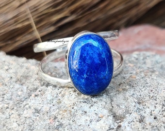 Lapis Lazuli Ring , Band Ring , 925 Sterling Silver , Gemstone Ring , Dainty Ring , Boho Ring , Silver Jewelry , Handmade Ring ***