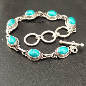 Turquoise Bracelet , 925 Sterling Silver Bracelet , Adjustable Bracelet , Gemstone Bracelet , Gift for Women , Boho Bracelet ,Silver Jewelry