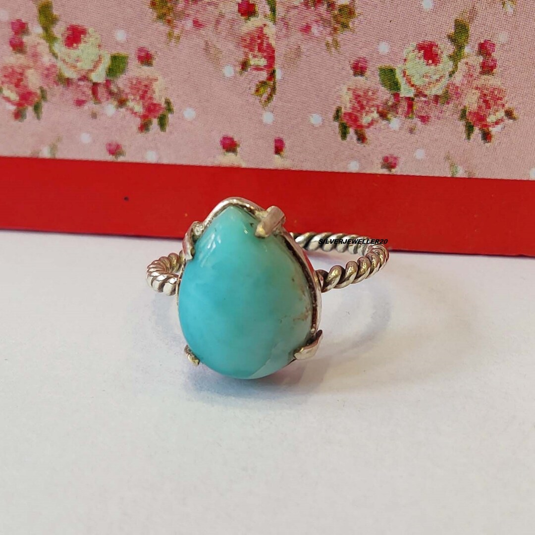 Larimar Ring, Genuine Larimar Ring, 925 Sterling Silver Ring, Handmade