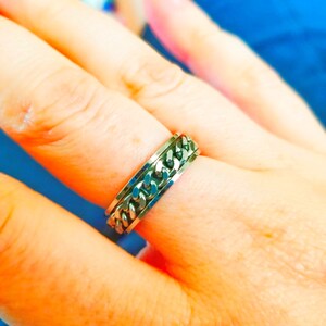 Spinner Ring Meditation Ring Fidget Ring Band Ring Gift For Her Finger Ring Anxiety Ring Worry Ring Meditation Ring Chain Design Cool Ring