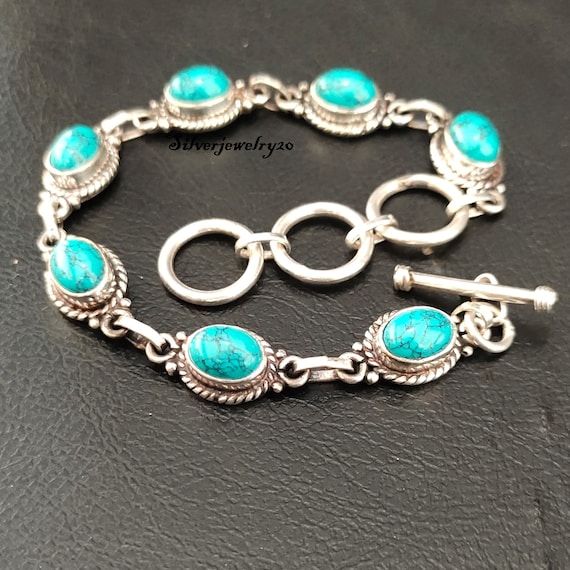 [SHOVEOFF] Silver Turquoise Bracelet ★人気★ Turquoise Bracelet , 925 Sterling Silver Bracelet