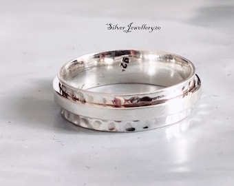 Sterling Silver Spinner Ring, Anxiety Fidget Ring