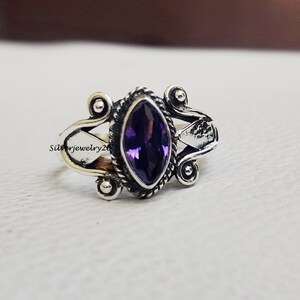 Handmade Amethyst 925 Sterling Silver Ring, Designer Band