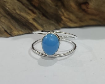 Handmade Natural Larimar Sterling Silver Ring, Designer Styling