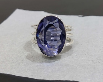 Anillo de amatista natural, anillo de plata de ley 925, hermoso anillo de piedra preciosa, anillo hecho a mano delicado, regalo de boda, anillo de promesa, regalo para ella