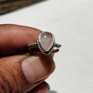 Rose Quartz Ring , 925 Sterling Silver , Silver Jewelry, Statement Ring ,Band Ring , Gift For Her, Women Ring , Designer Ring  ,Worry Ring