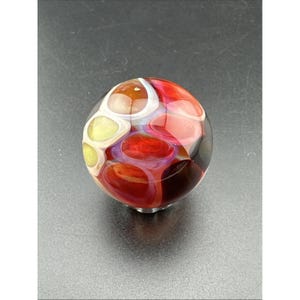 Contemporary Handmade Art Glass Marble 1.12" UV Reactive Dot Stack, Clear Core