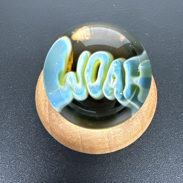 1.09" Handmade Contemporary Art Glass Marble "WOAH" Abstract Implosion MIB Boro, Borosilicate Lampwork Marbles, Gift