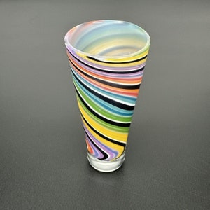 Handgeblazen boriumsilicaatborrelglas heldere kleurrijke werveling handgemaakte Boro 3,7&quot; hoog, bedwelmend cadeau, handgemaakt in de VS