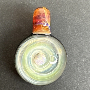 Handmade Art Glass Encased Opal Pendant Borosilicate Lampwork Focal Bead Charm