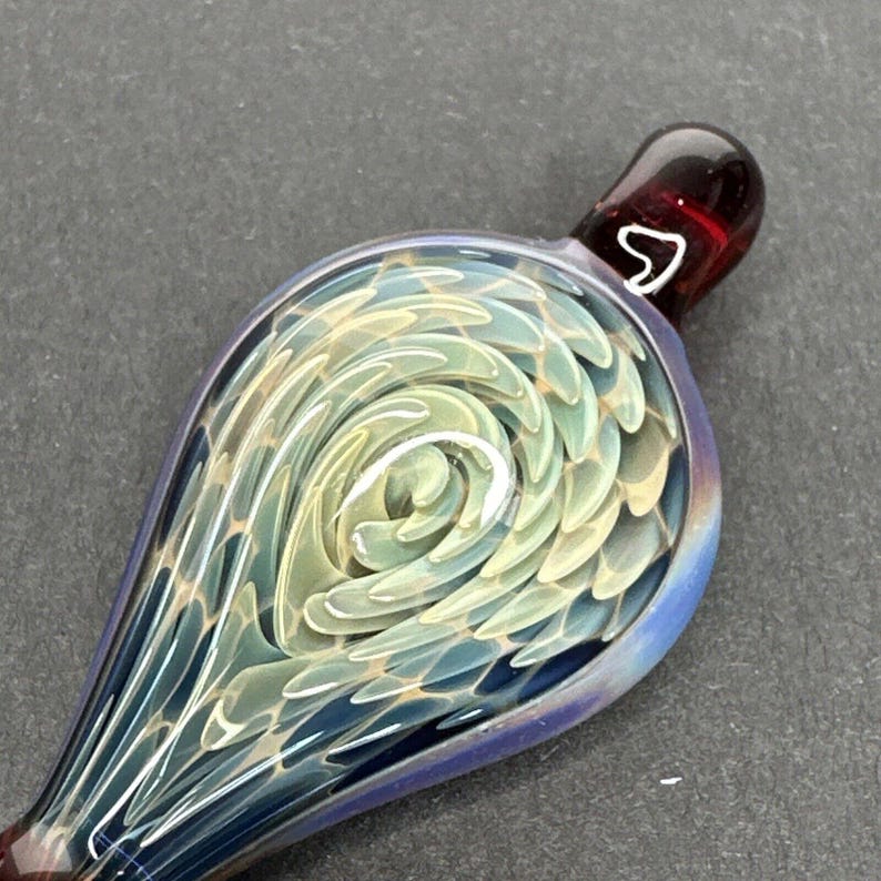 Handmade Art Glass Borosilicate Pendant Fumed Reverse Teardrop