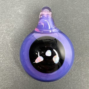 Handmade Art Glass Opal Trio Pendant Purple Handblown Borosilicate Heady Bead