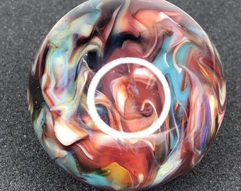 Handmade Contemporary Art Glass Marble 2.12&quot; Multicolor Chaos Swirls SIGNED MIB Andrew Gray Borosilicate Orb
