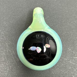 Handmade Art Glass Opal Cluster Pendant Green Slime Handblown Borosilicate Bead