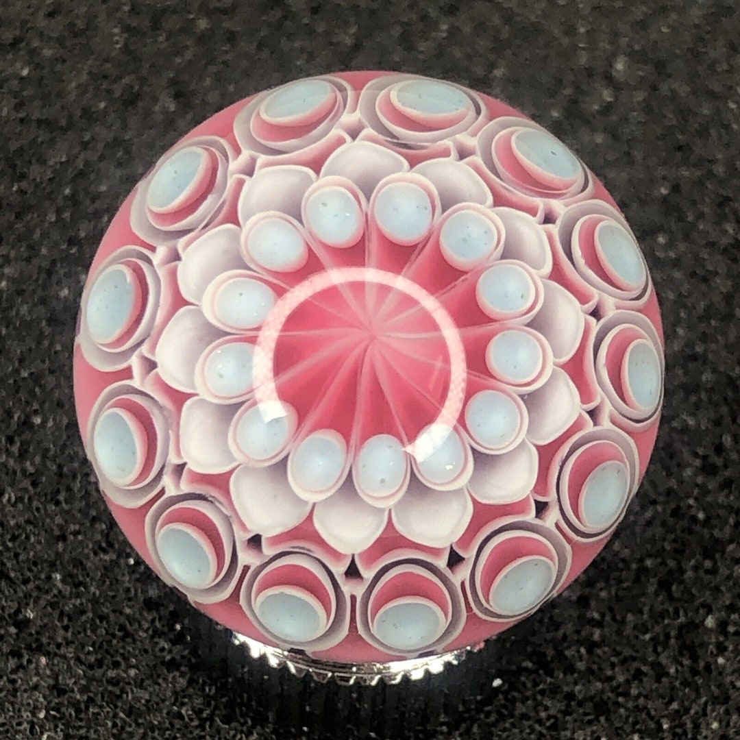 Contemporary Art Glass Marble 23mm Pink Blue White Boro Etsy
