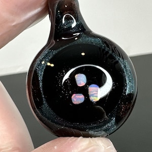 Handmade Art Glass 3 Opal Cluster Pendant Handblown Borosilicate Sparkly Colors