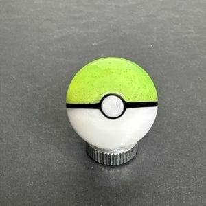 Contemporary Handmade Art Glass Marble 1.02" Slime Green Pokeball Boro Slurper