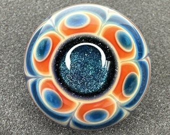 Contemporary Art Glass Marble Handmade 1.70" Surface Dotstacks & Pinwheels Boro