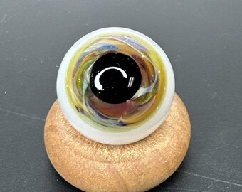 Contemporary Art Glass Eyeball Marble 1.04" Unique Color Swirls, Handmade MIB, Heady Eye, Glass Eye, Borosilicate, Boro