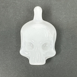 Handblown Art Glass White Skull Pendant Borosilicate Pendy Charm Heady Handmade!