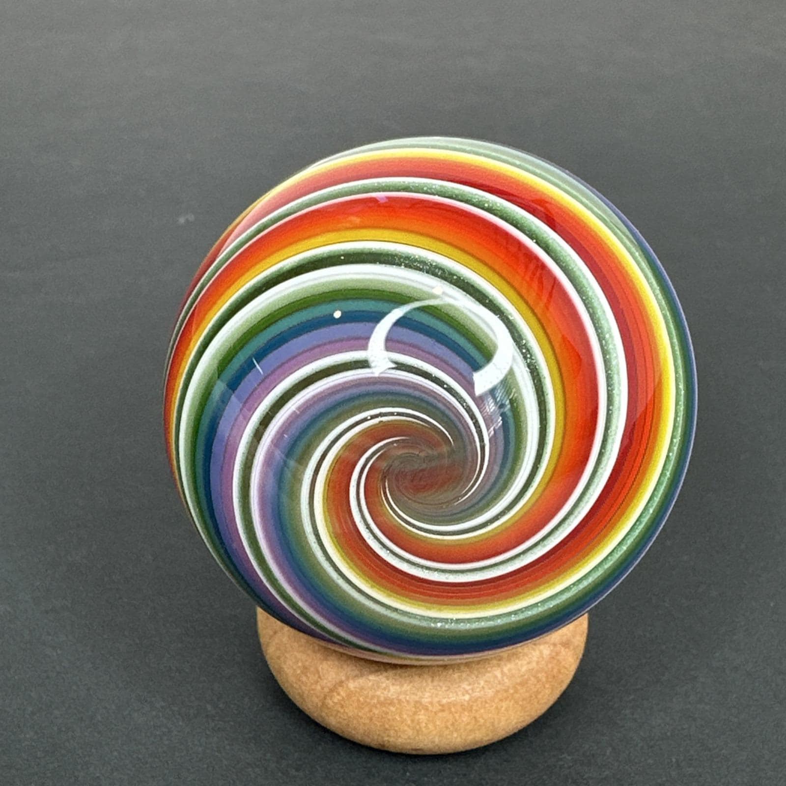 Contemporary Handmade Art Glass Marble 1.80" Colorful Bright Swirls Borosilicate
