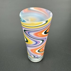 Handgeblazen boriumsilicaatborrelglas Kleurrijk Swirly-lijnwerk Wigwag Heady 3,48&quot;, Handgemaakt Boro-cadeau