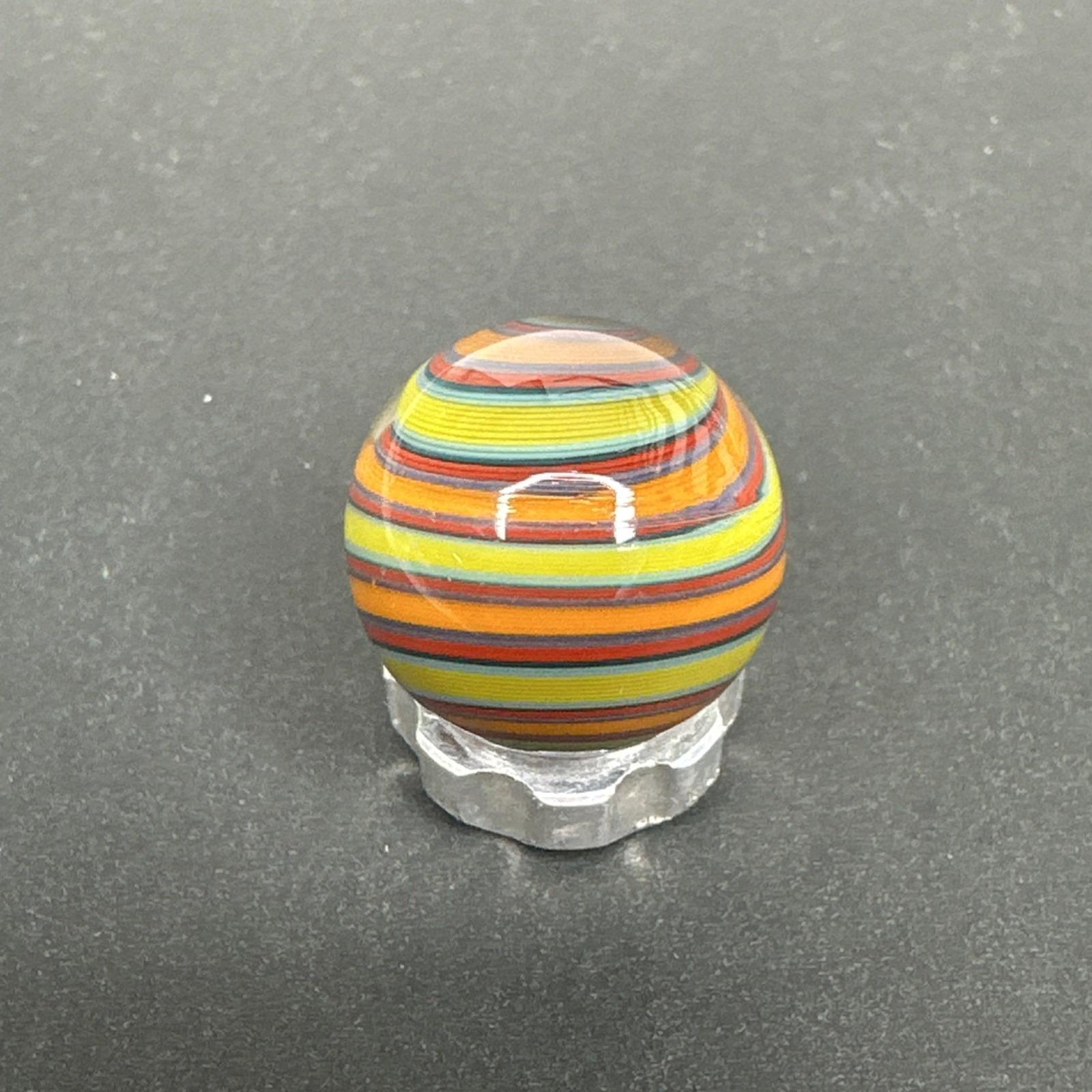 Contemporary Handmade Art Glass Marble .71" Borosilicate Stripes and Swirls MIB